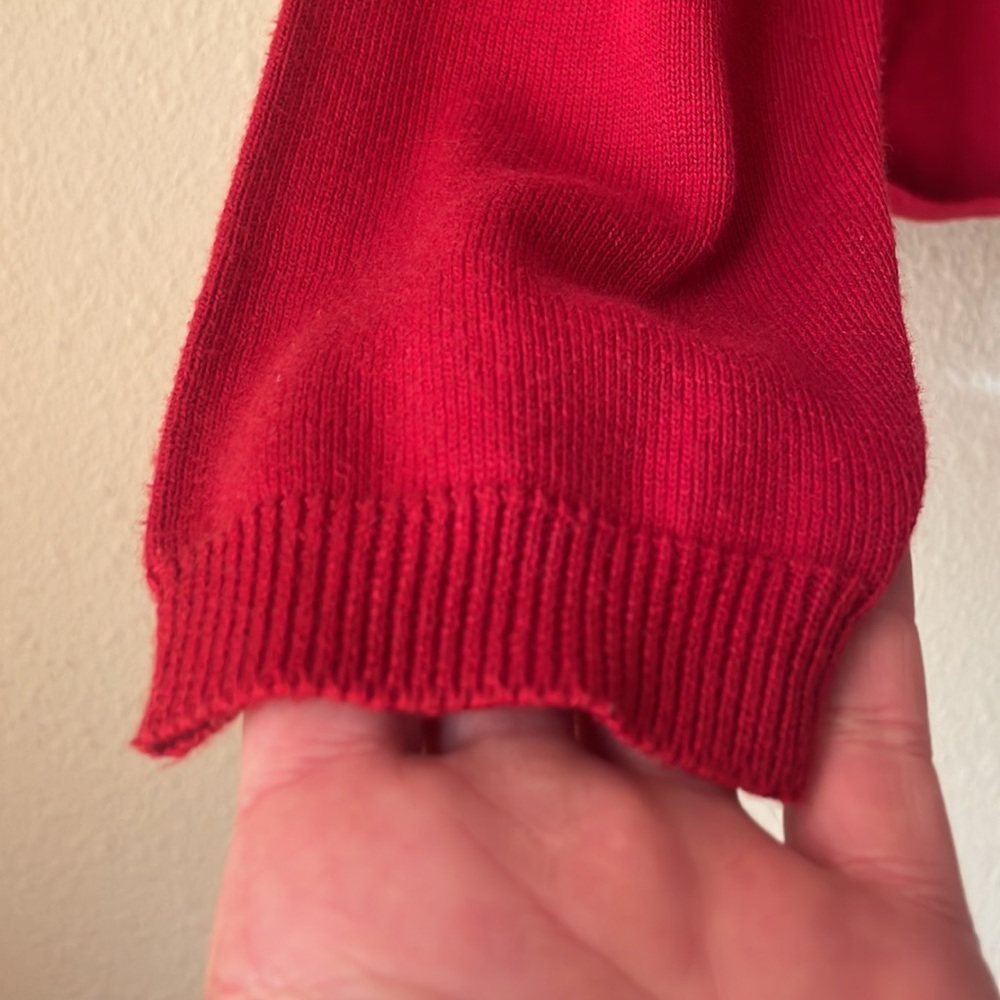 Vintage Basic Necessities Red Knit Long Sleeve Bu… - image 5